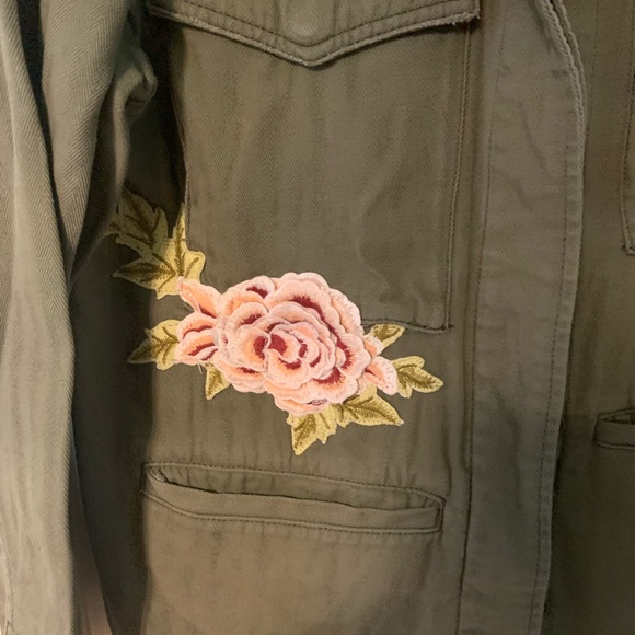Topshop Green Army jacket with floral embroidery - Picture 3 of 3